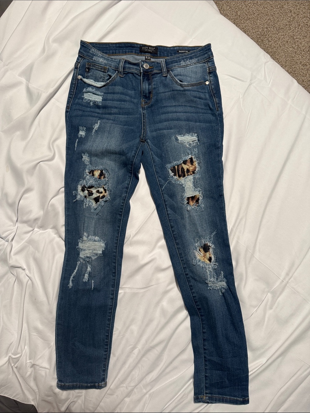 Judy Blue Leopard Patch Distressed Skinny Jeans SZ 29